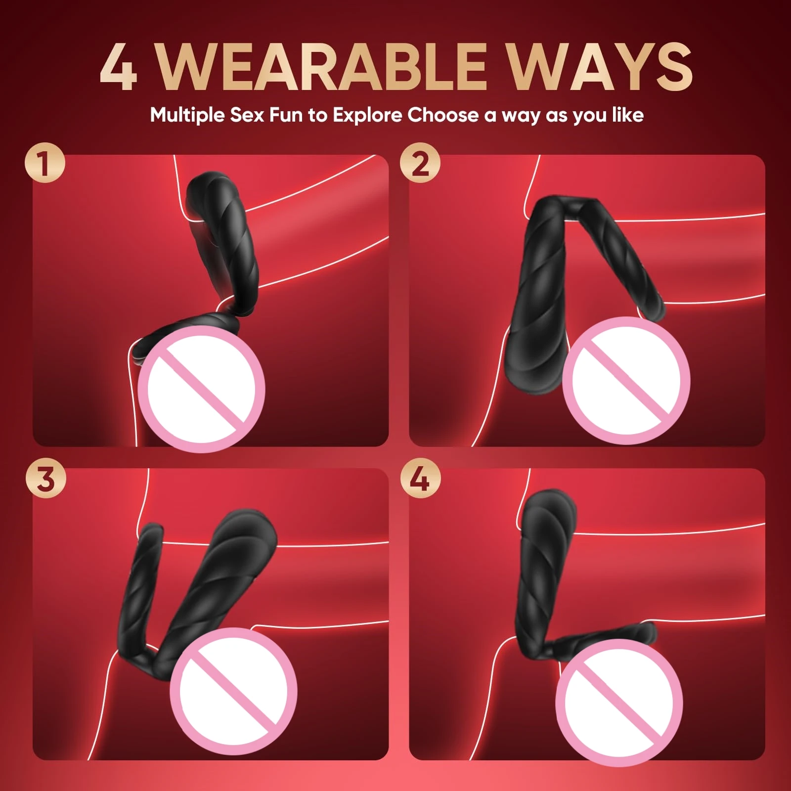 KUSHOR Vibrating Cock Ring Dual Ring Delay Ejaculation Penis Rings Vibrator Penisring Cockring Couples Sex Toys for Men Adult - Image 4