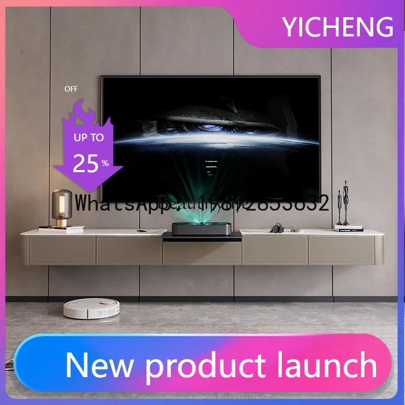 QQ 01*Smart Laser TV Cabinet Suspended Extended Slate Electric Telescopic Projector Floor Cabinet