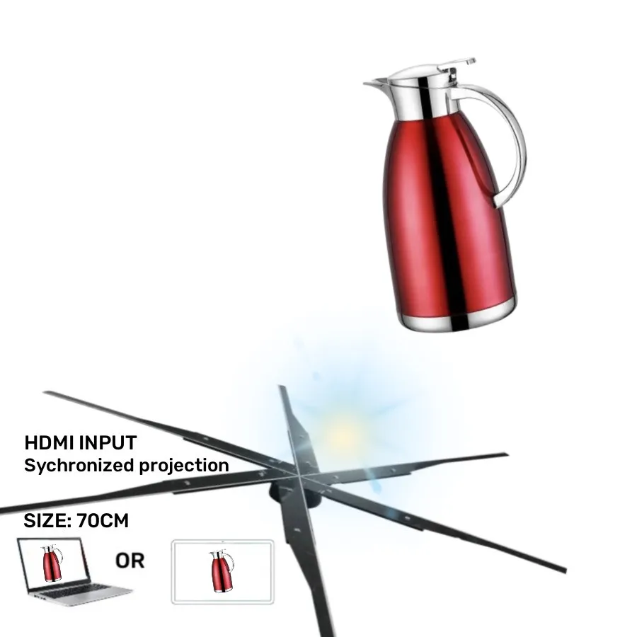 70 cm Interactive Computer Advertising Equipment 3D Holographic Projector with Light Emitting Diode