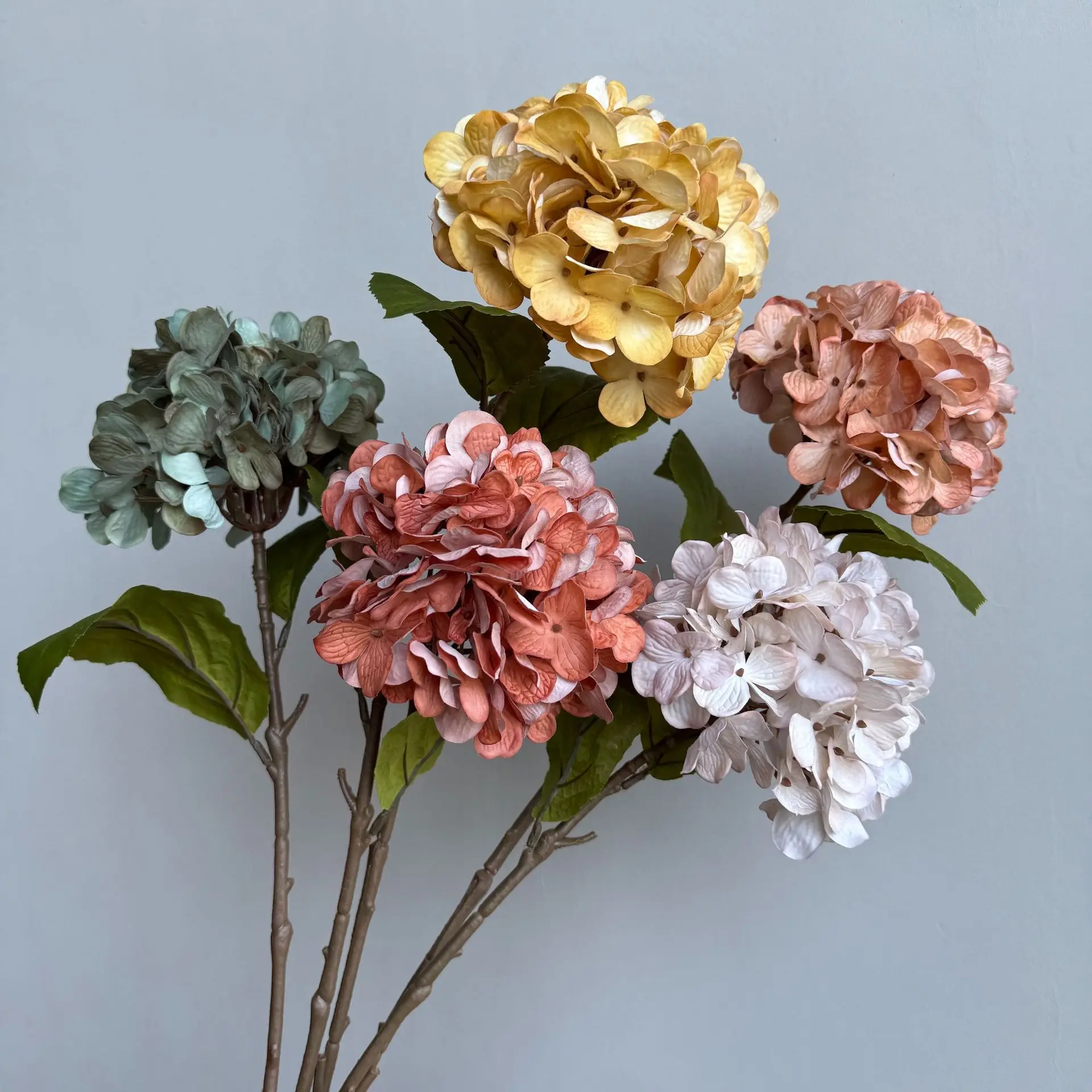 3 Stück Künstliche Hortensien mit Echtem Touch für Heimdekoration, Herbst-Hortensien, Hochzeitsblumenarrangements, Party-Tischdekoration – Detail 8