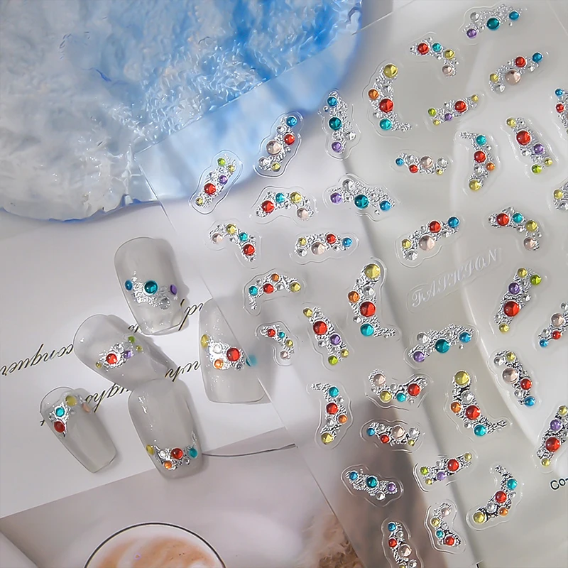 모조 라인스톤 반투명 네일 스티커 장식용 네일 팁 및 젬스톤 네일 아트
