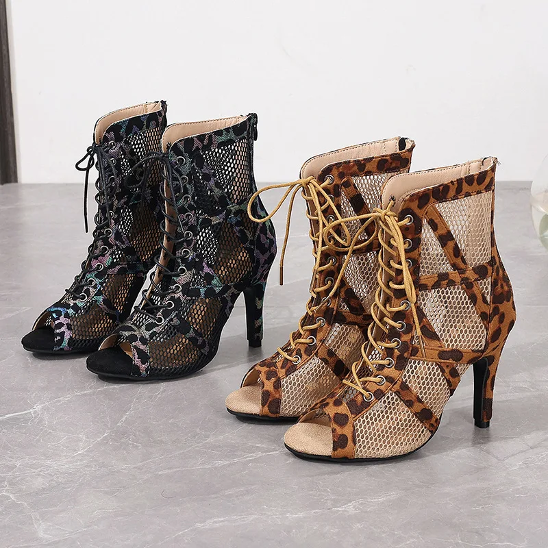 

Large Size Peep-Toe Sandals for Women Thin Heel Super High Heel Mesh Thin Strap Dancing Shoes Cross-border Fish Mouth Boots