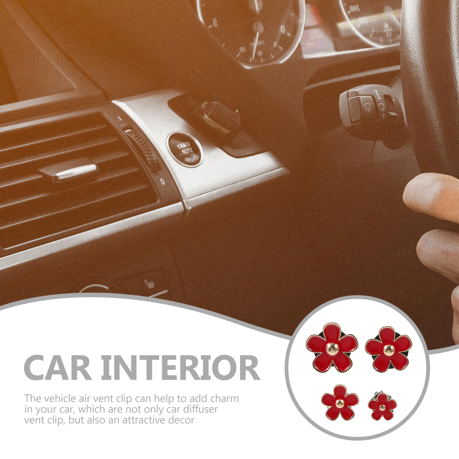 

4 Pcs Perfume Decoration Metal Aromatherapy Red Color Vent Clips Dashboard Decorations Car Interior Decor Car Air Fresheners
