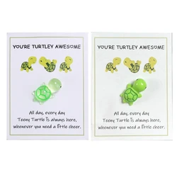 Mini Tortoises Toy Pockets Hug Turtles Card Emotional Supports Sea Turtles Ornamentt with Greeting Card Keepsaker Gift