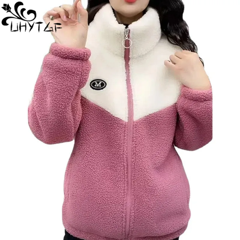 Autumn Winter Fleece Fluffy Jacket Women\'s Streetwear Harajuku Zipper Coat Ladies Lightweight Plush Warm Jacket Splice Coat 2320