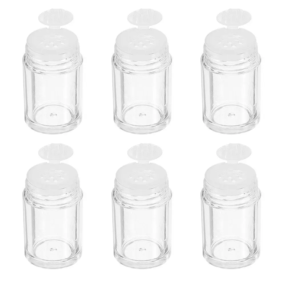 6 Pcs 10ml Mini Loose Powder Bottles Travel Glitter Containers Plastic Packaging Open Hole Design Fit For Makeup