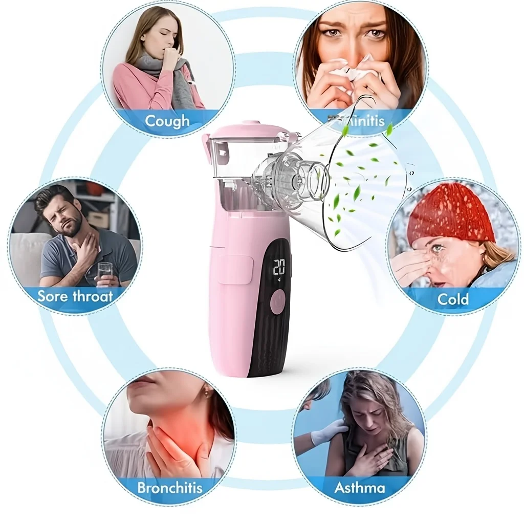 Mesh Nebulizer Portable Inhaler Machine Smart Timer Silent Atomizer for Kids Adult Rechargeable Home Medical Respiratory Care