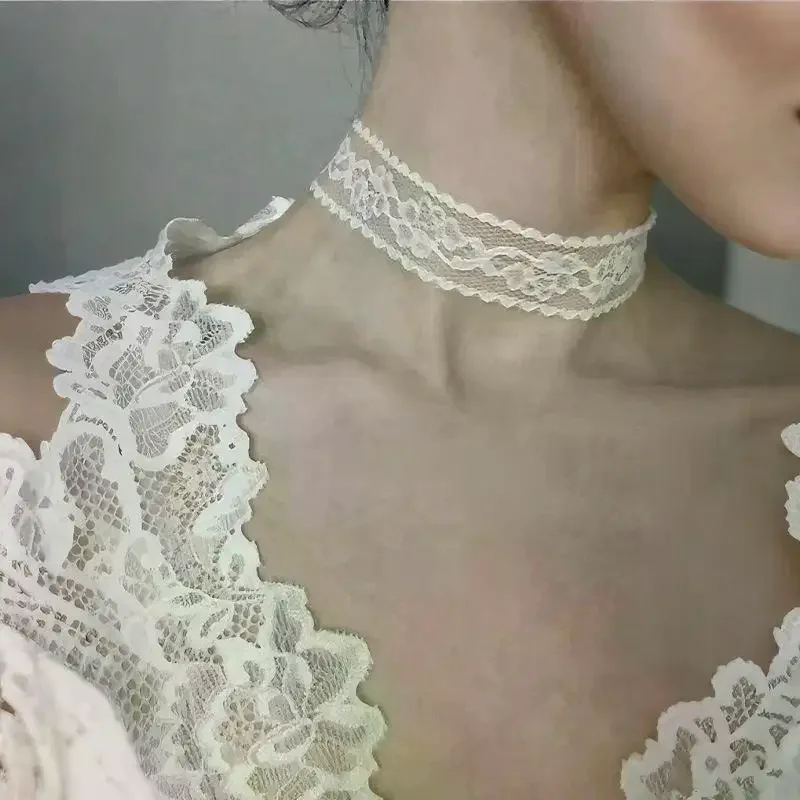 New Black Sexy Lace Flower Necklace For Women Harajuku Gothic Short Choker Collar Necklace Party Female Neck Accessories