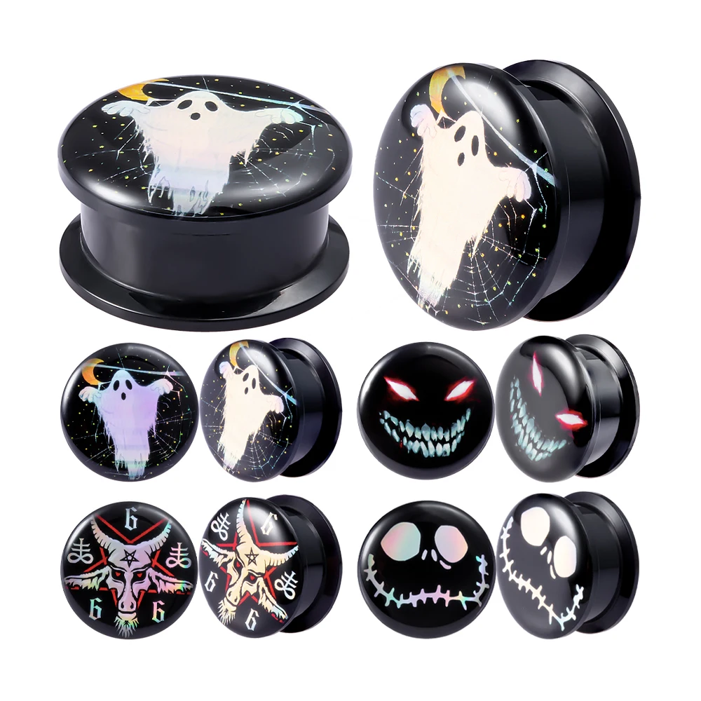 2PC Acrylic Screw Ear Gauges Plugs Expander 8-20mm Cartoon Logo Double Flared Ear Stretcher Piercing Ear Tunnel Piercing Jewelry