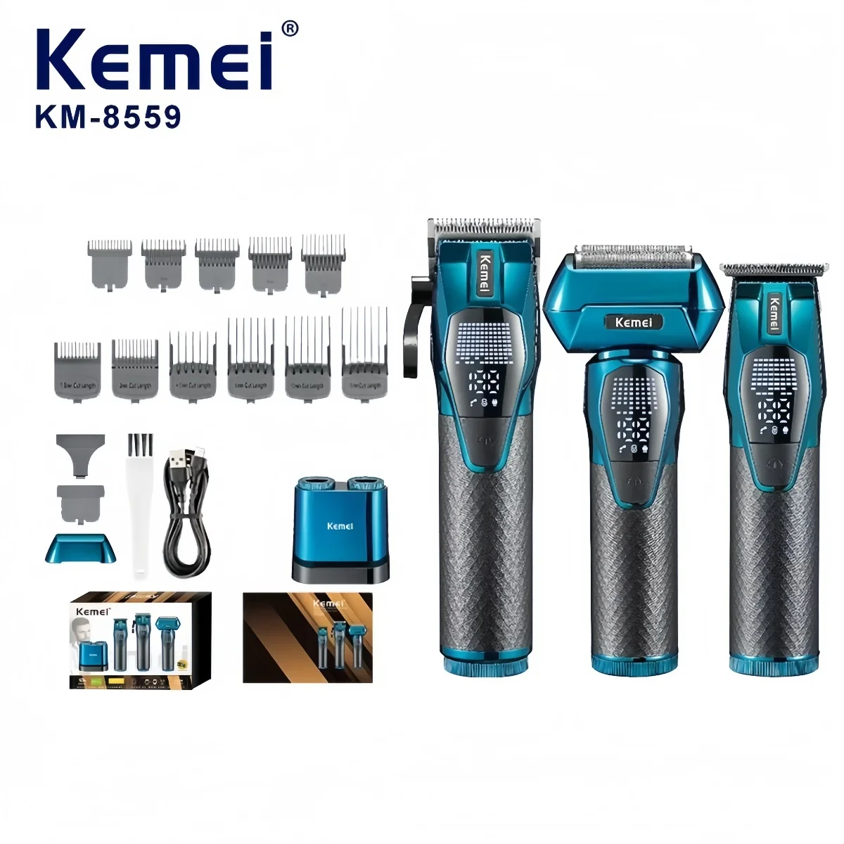 

Kemei Hair Clippers Professional Hair Clippers Rechargeable Haircut Machine 0mm Beard Trimmer Cordless Beard Trimmer Men KM-8559
