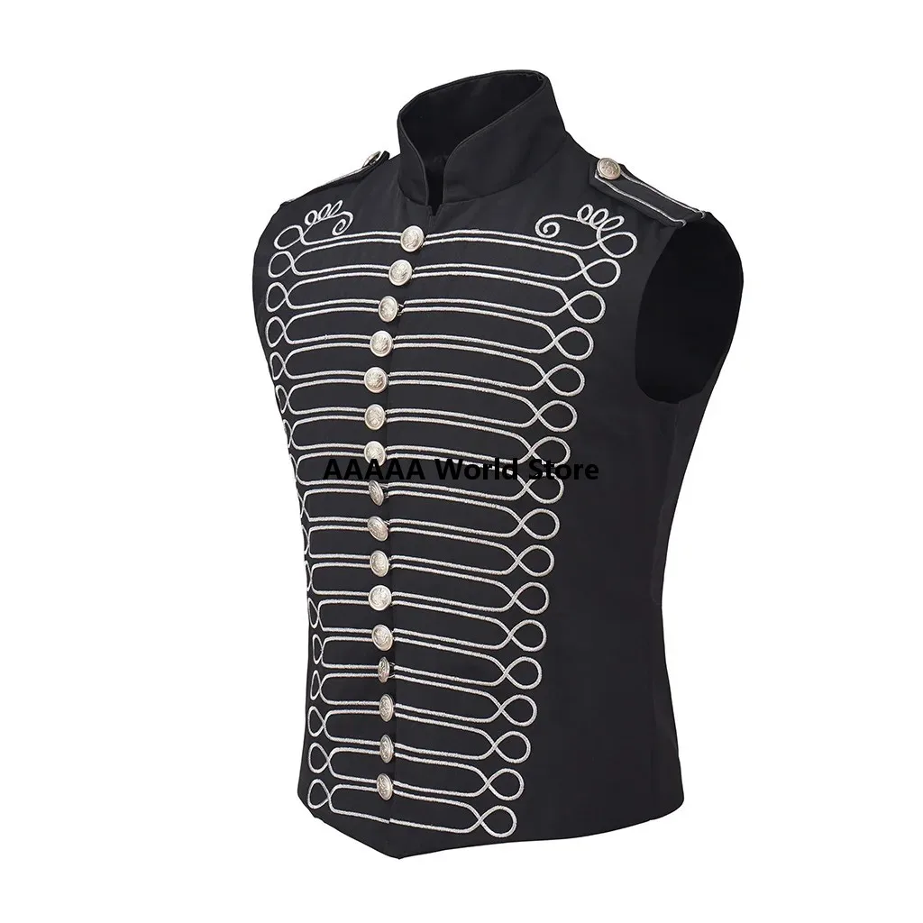 Mens Punk Rock Band Cosplay Vest Sleeveless Military Drummer Jacket Parade Costume My Chemical Romance view 3
