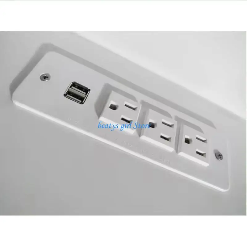 C7AB In Desk Power Outlet With 3 AC125V Outlets 2 USB Port UL Listed Embedded Socket For Office Workstations Clean Cable