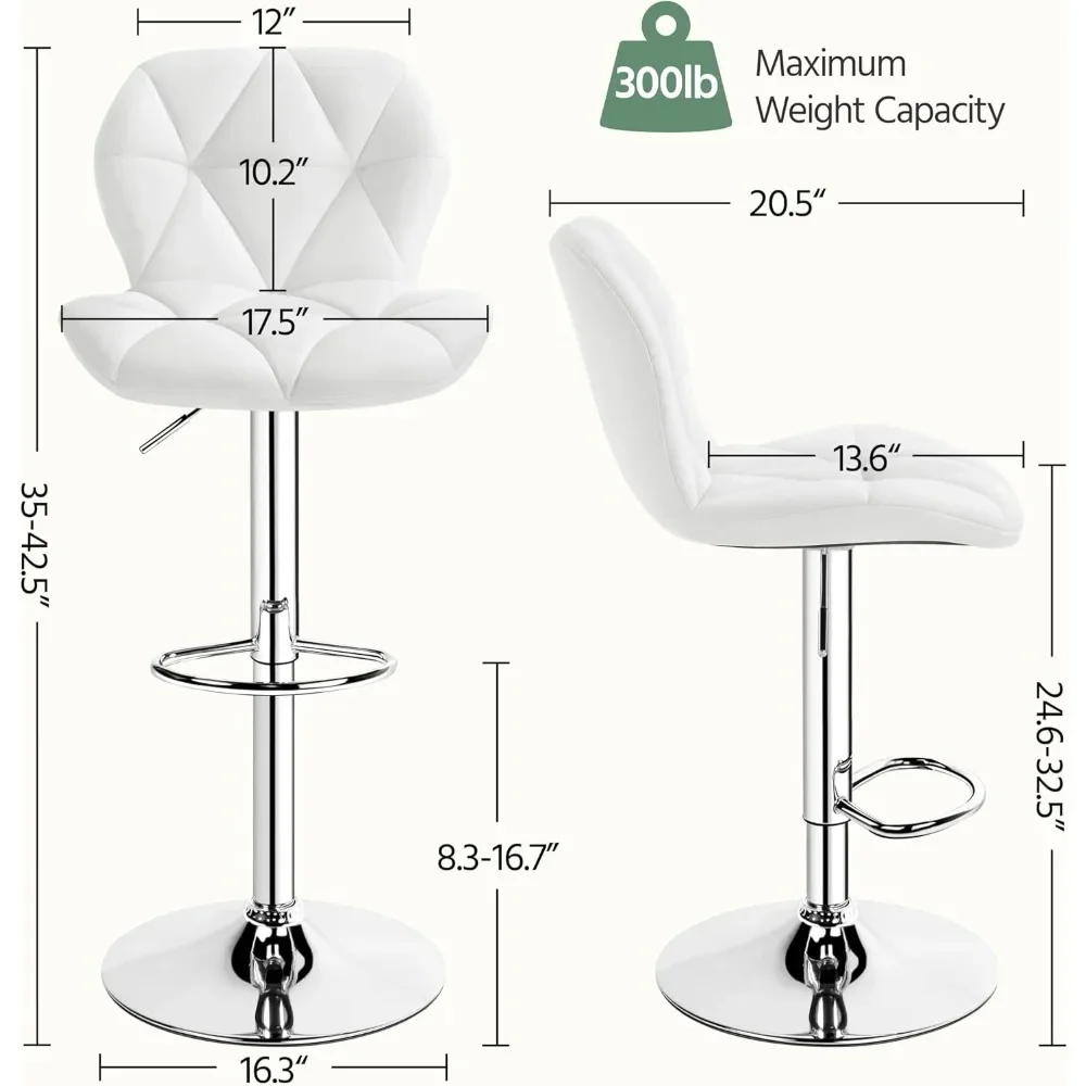 Height Adjustable Swivel Barstools PU Leather Counter Stools with Backrest for Home Bar Kitchen Tall Chairs Customized