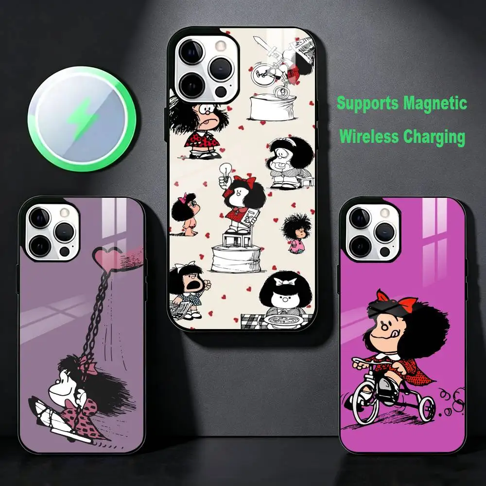 Cute M-Mafalda Phone Case For iPhone 17,16,15,14,13,12,Plus,Pro,Max For Magsafe Magnetic Wireless Charge