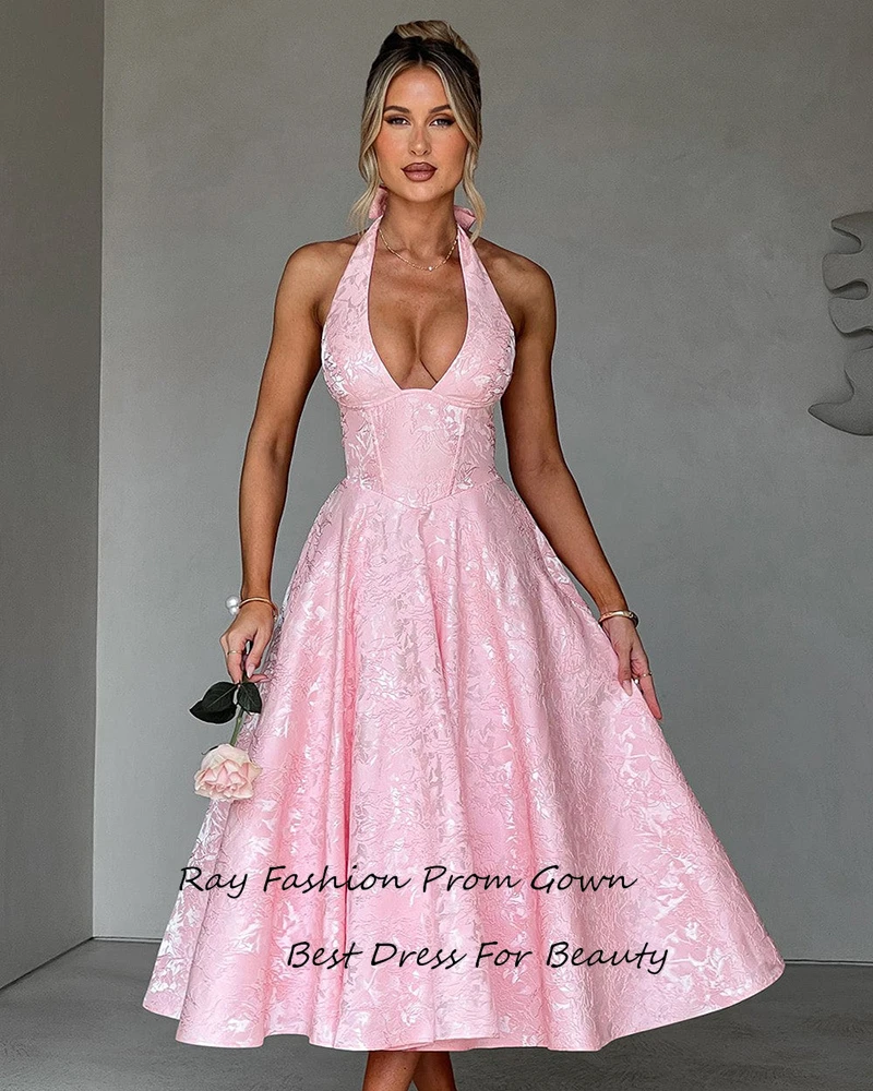 Ray Vintage Satin Homecoming Dresses Vestidos De Novia Halter A-line Cocktail Party Prom Gowns Ankle-length Customized New image 3