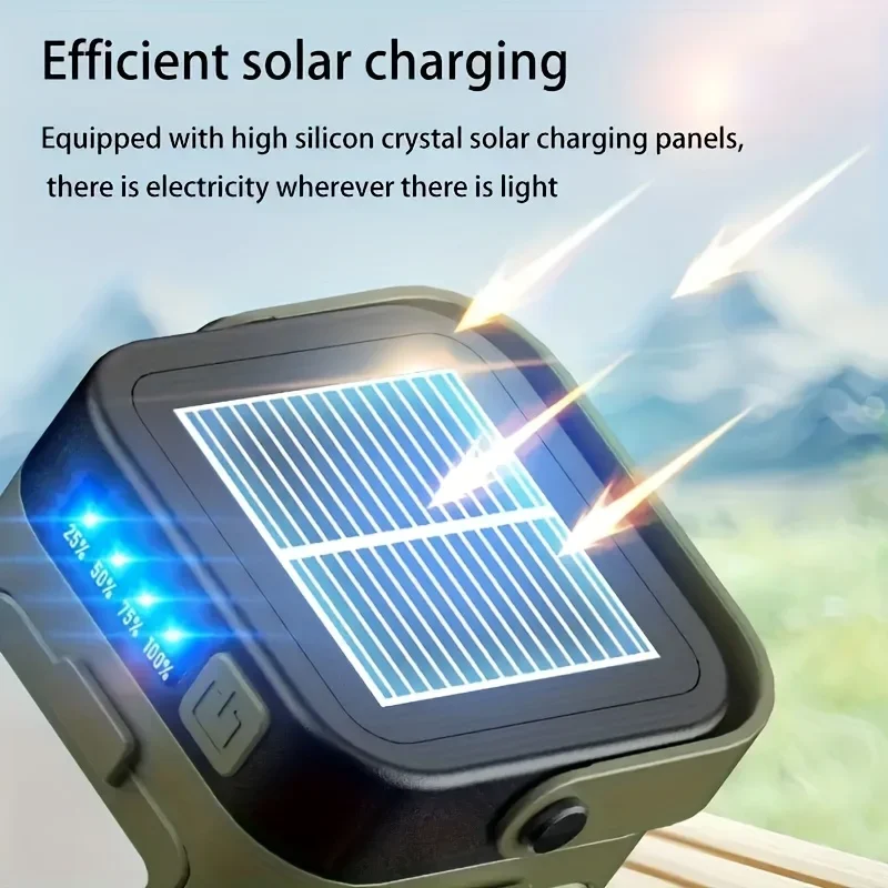 Solar Camping Light, Rechargeable COB LED Tent Lantern with Powerful Spotlight, Portable Outdoor Lamp for Camping Hiking Hunting - view 5