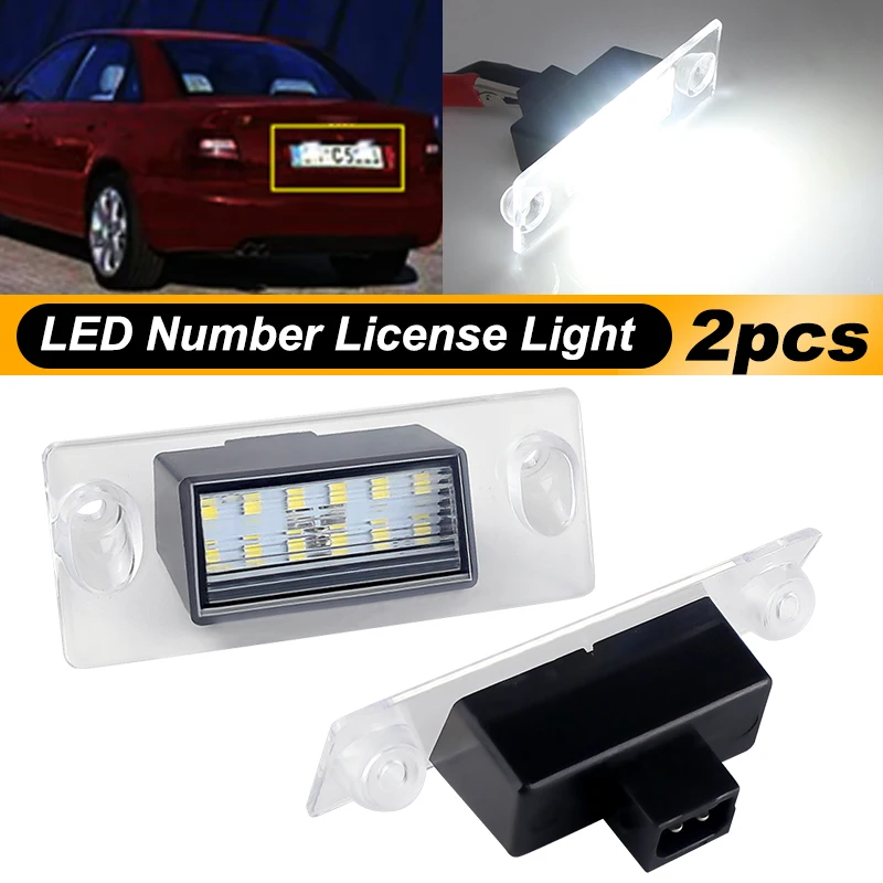 2Pcs For Audi A3 S3 8L A4 B5 Limousine Facelift Avant LED Number License Plate Light Lamps White Canbus Suber Bright 8D9943021