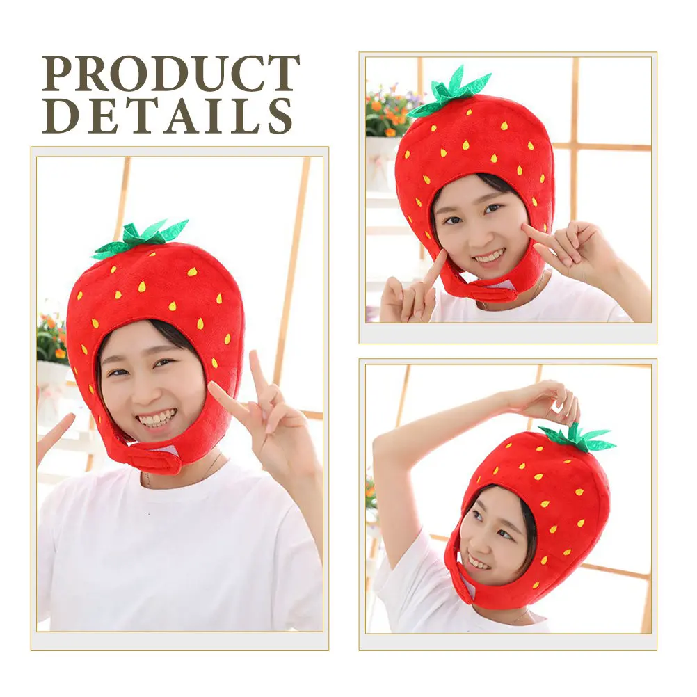 Cute Strawberry Headwear Stylish Comfortable Costume Hat for Photography Parties Easter Halloween Festive Events Cosplay