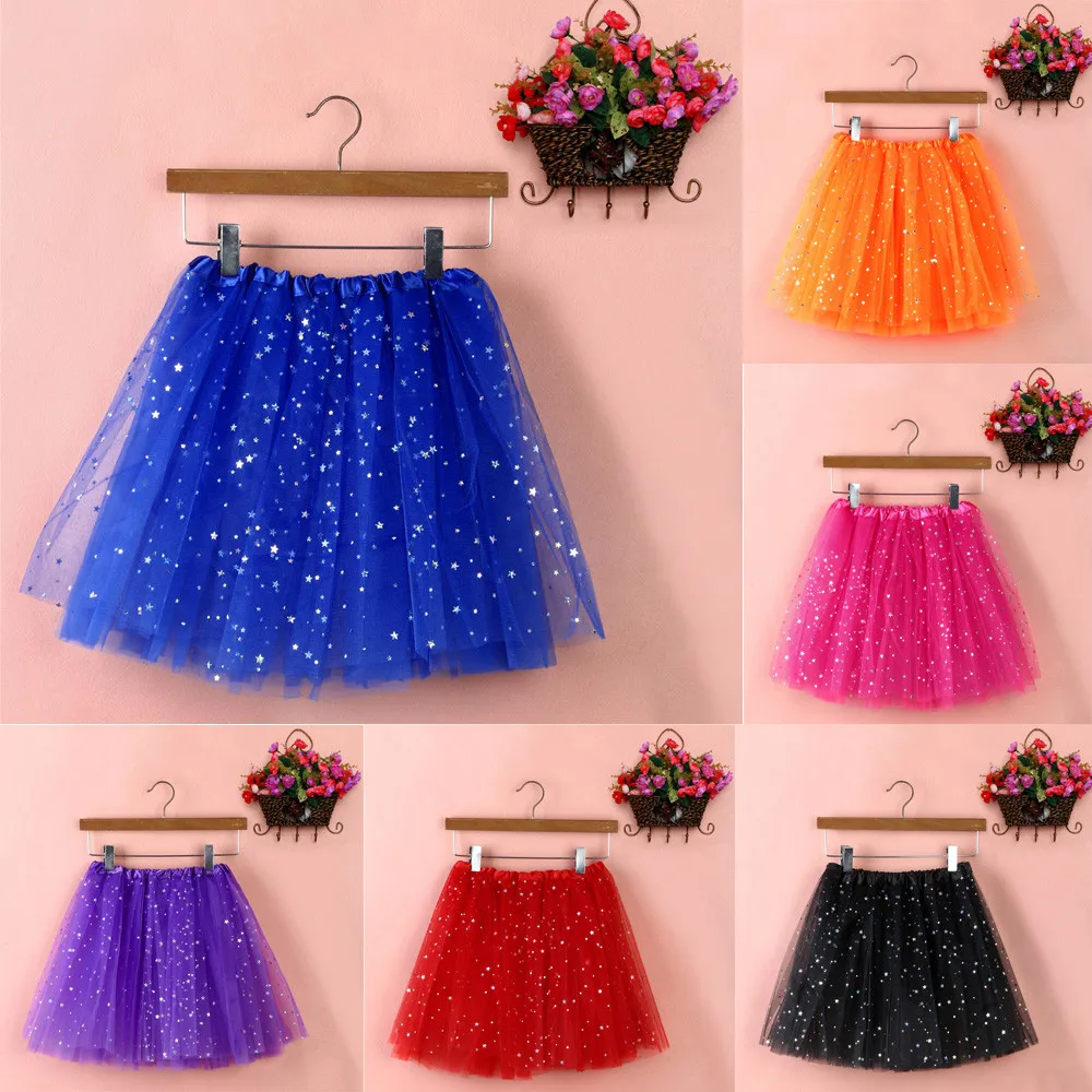 Colors Star Sequin Tutu Skirt For Girls Elastic Ballet Dancewear Shinning Tutus Skirt Fairy Tulle Skirt Kids Adult юбка женская