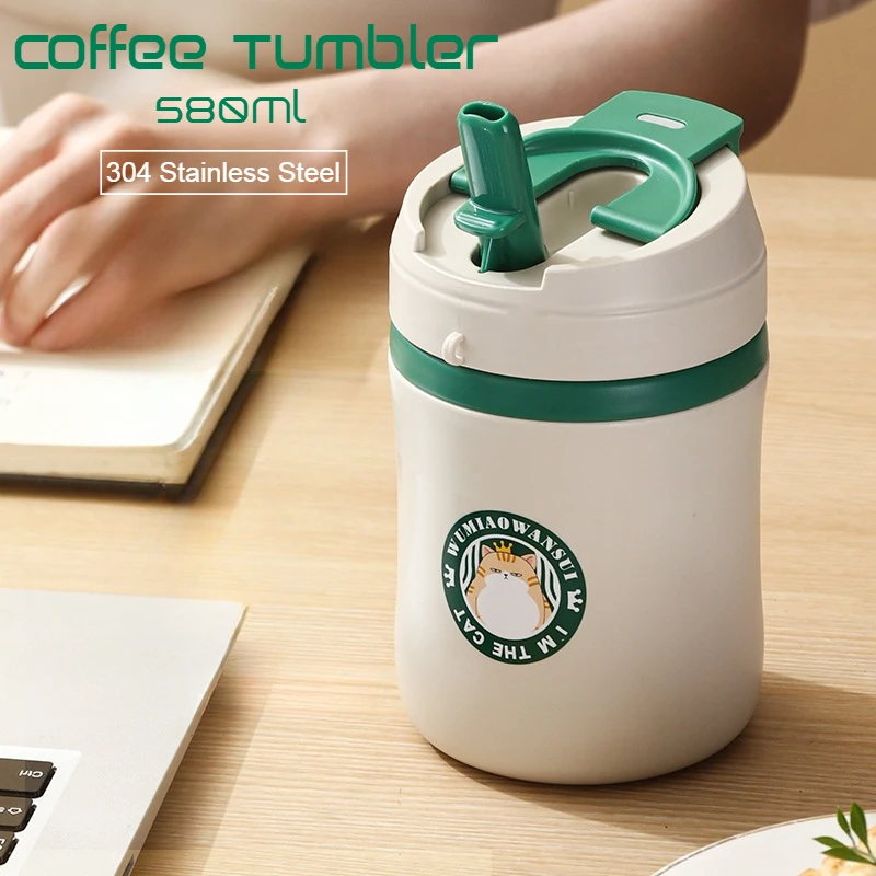 Coffee Tumbler New 304 Stainless Steel Vacuum Cup Double Drink Portable Thermos Cup 580ML Capacity