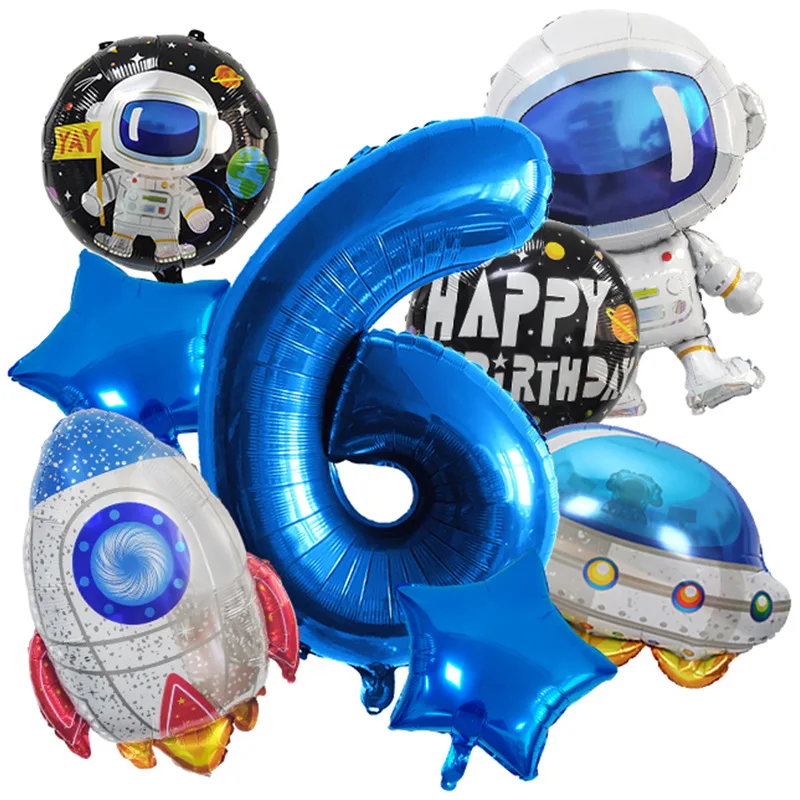 10-teiliges Ballon-Set mit Weltraummotiv – Raketenballons aus Aluminiumfolie für Kindergeburtstagsparty-Dekorationen, Astronauten-Partyzubehör – Detail 8