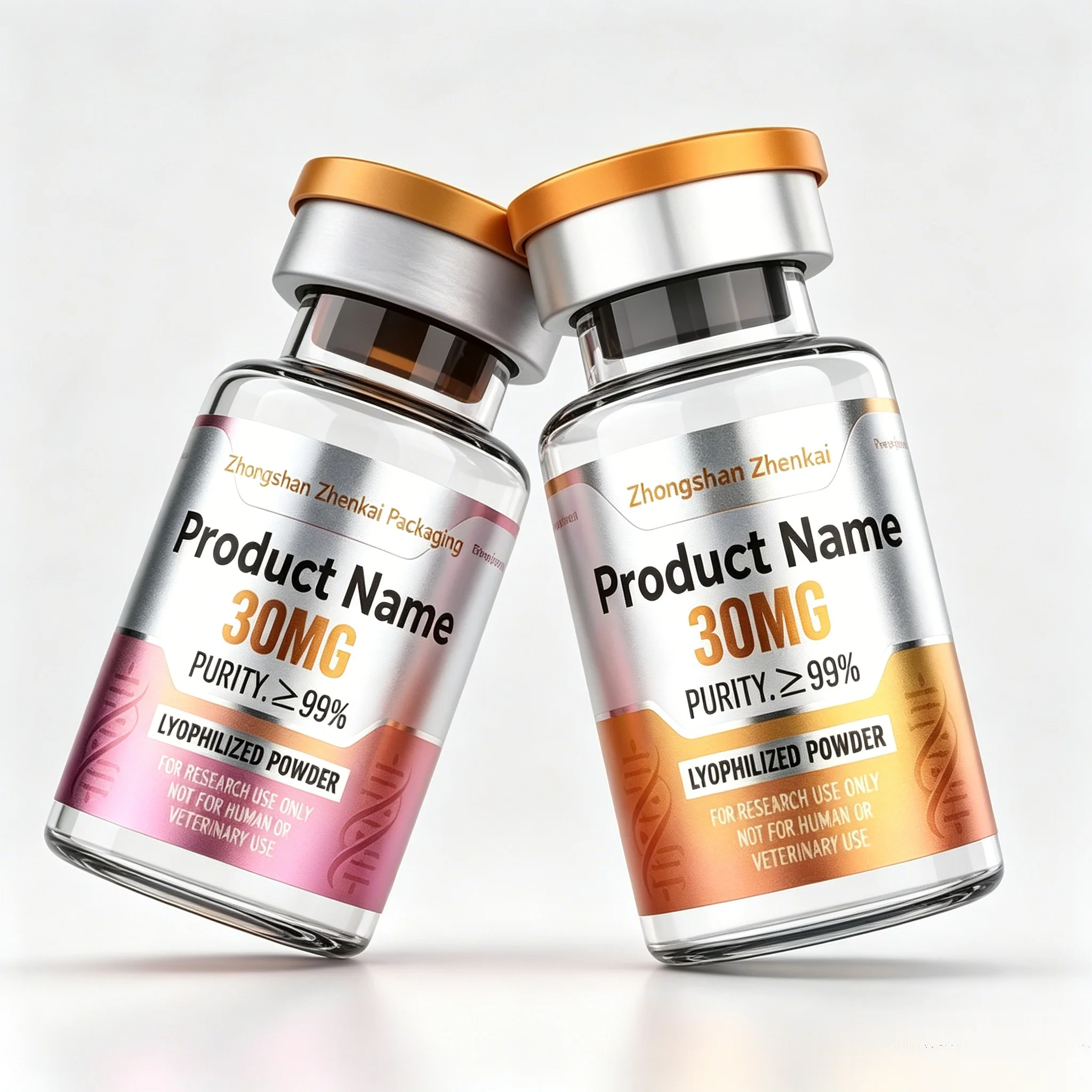 Deluxe Glossy Vinyl Stickers & Supporting Boxes Custom Packaging for 3ml-30ml Beauty Peptide Vials