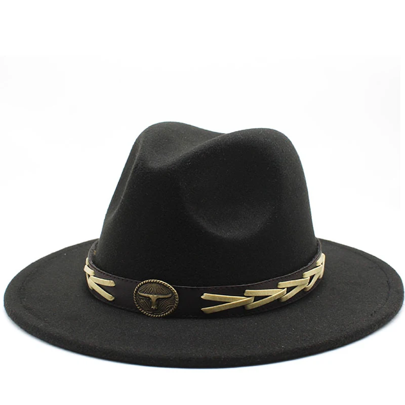 

Fedora Hat For Men Women Solid Color Imitation Woolen Jazz Caps Elegant Female British Retro Wide Brim Cap Church Wedding Bowler