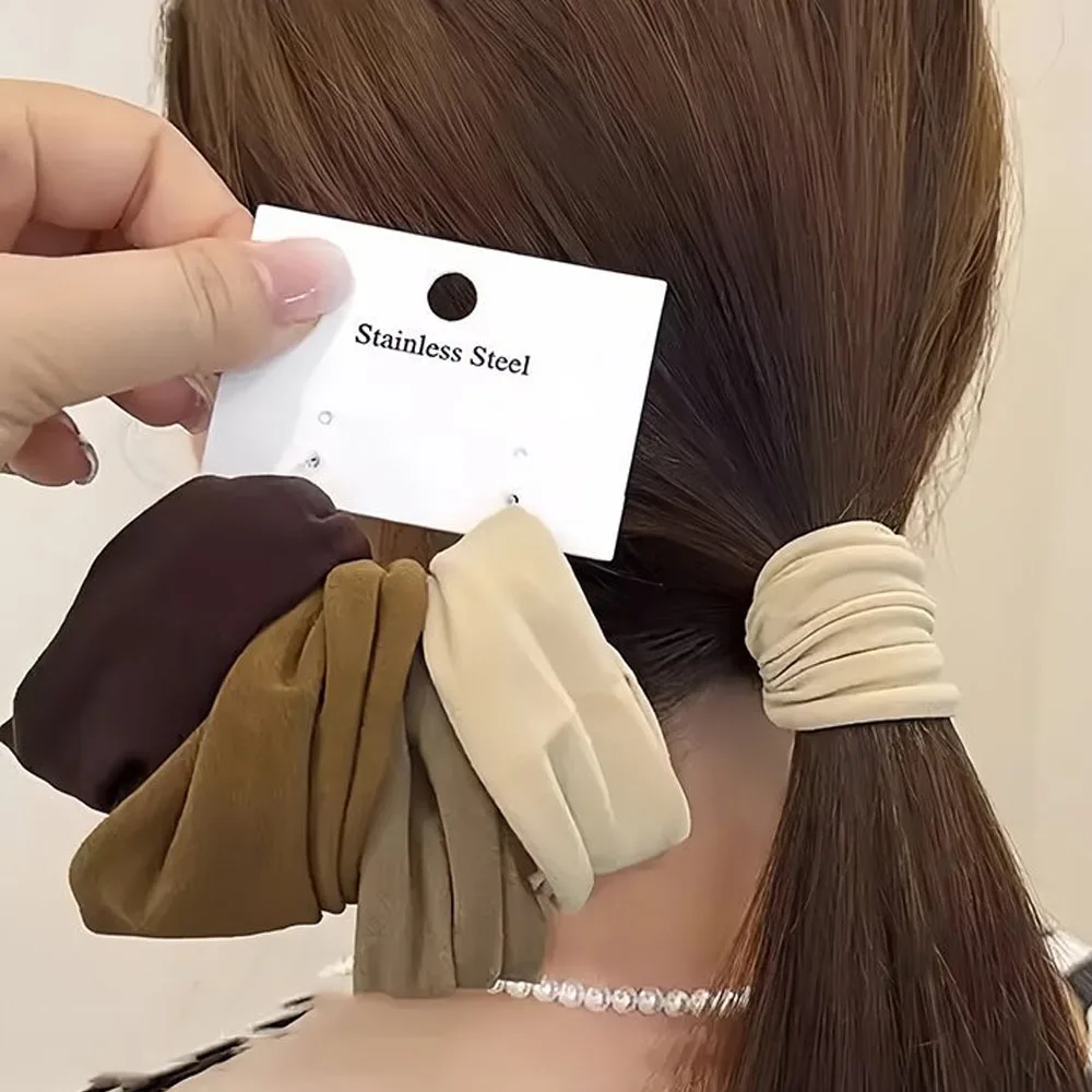 

New Women Girls Hair Bands Colorful Nylon Elastic Hair Accessories Ponytail Holder Scrunchies Fashion Solid Widen Hair Tie