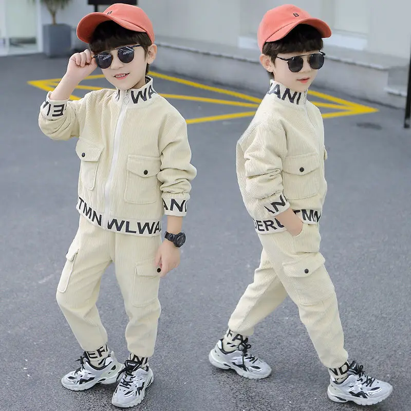 

Boys' Clothes Sets Coat+Pants 2PCS/Set Cotton 2023 Spring Autumn Sportswear Suit Tracksuit Teenagers Children Clothing