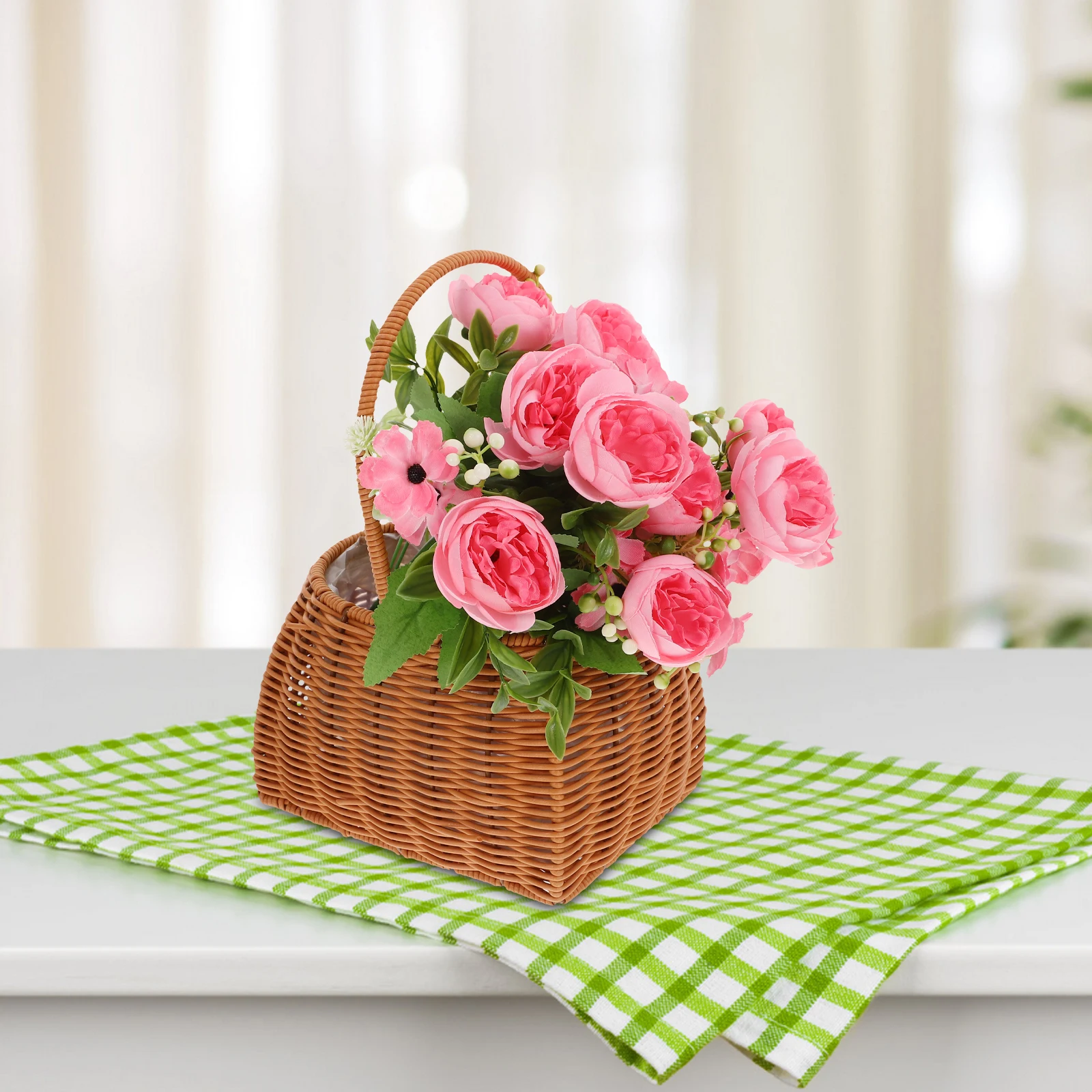 

Rattan Flower Pot Holder Handmade Waterproof Basket Rustic Charm Decoration Versatile Use for Floral Arrangements Home Decor