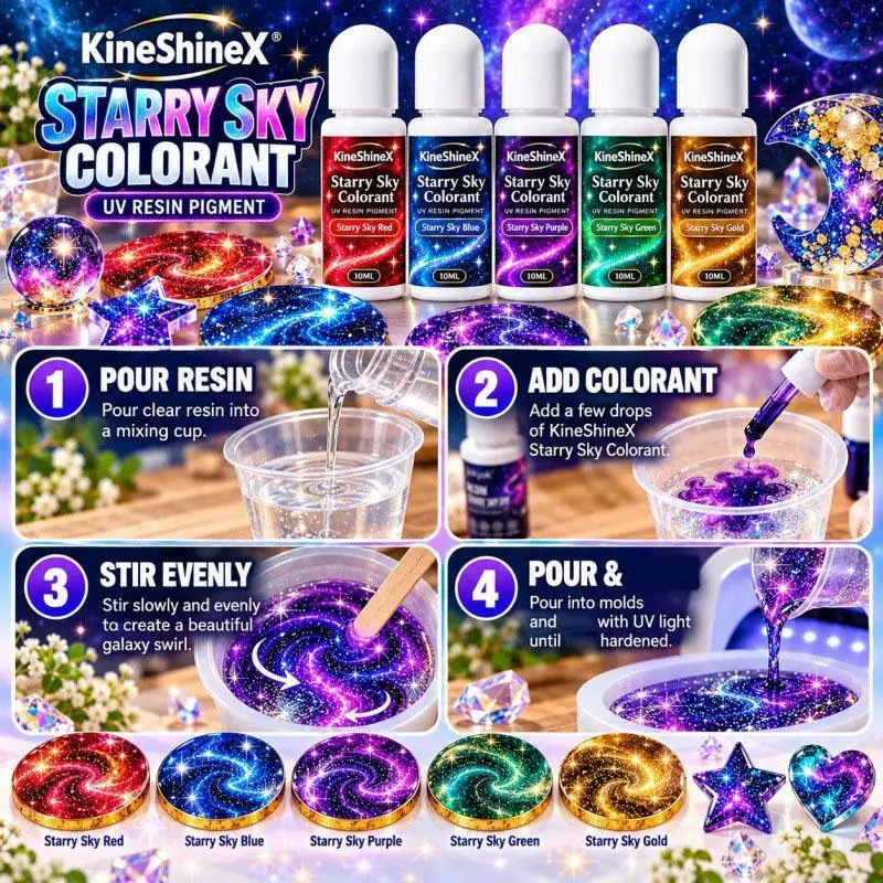 10ml UV Resin Pigment Starry Sky Colorant Set Blue Purple Green Gold Galaxy Sparkle Starry Sky Colorant Five Color Set For DIY