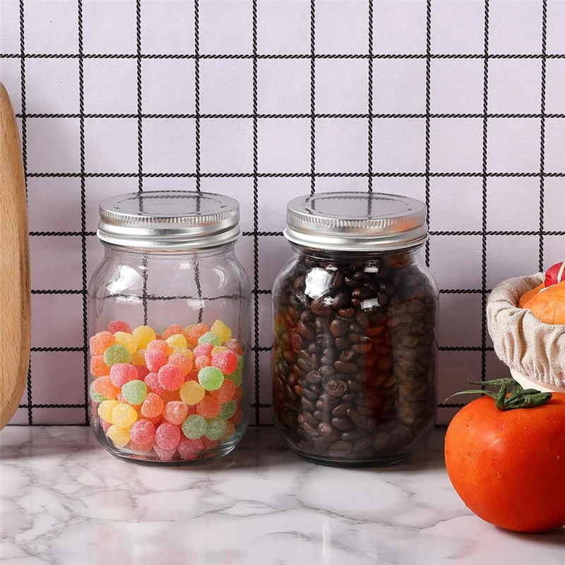 

PORK-Glass Regular Mouth Jars 16 Oz Clear Glass Jars For Food Storage, Overnight Oats, Dry Food, Snacks,