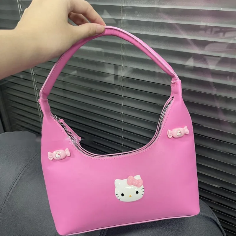 Sanrio Hello Kitty Y2k Sweet Spicy Girl Pink Bag Subculture Mini Dopamine Handbag Japanese Style Trend Cute Cartoon Shoulder Bag