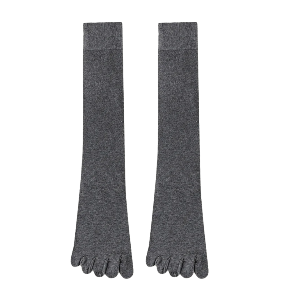 New Spring Autumn Five-Toe Socks High Tube Cotton Calf Socks Solid Color High Quality Five Finger Socks Ladies Stocking