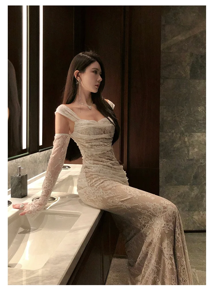 Sexy Womens Dresses Ele Casual Solid Slim Slash Neck Vintage Party Long Dress Female Clothes IC Robe Vestidos New