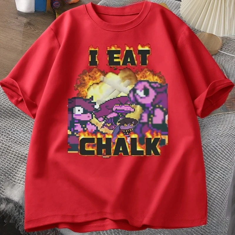I Eat Chalk Deltarune Game T-Shirt für Damen, lässig, lustig, kurzärmelig, Rundhals-T-Shirt, Streetwear, Grafik-T-Shirts – Detail 3