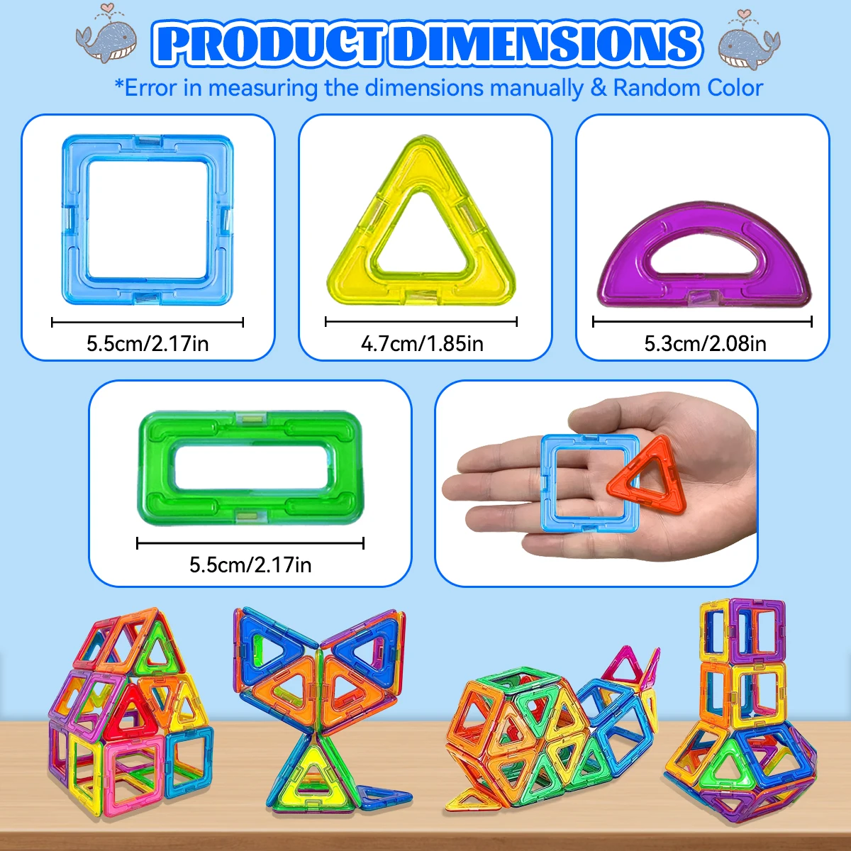 중간 크기 자기 빌딩 블록, DIY 자석 장난감 세트, 어린이 디자이너 건설, 어린이를위한 선물, 생일 할로윈 선물 장난감