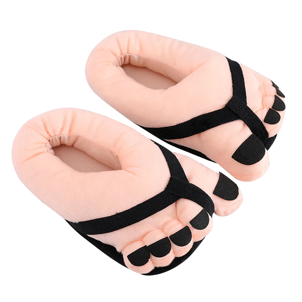 Divertenti scarpe con alluce Pantofole pelose di cartone animato Pantofole calde invernali antiscivolo Comode scarpe da coppia soffici per donne adulte