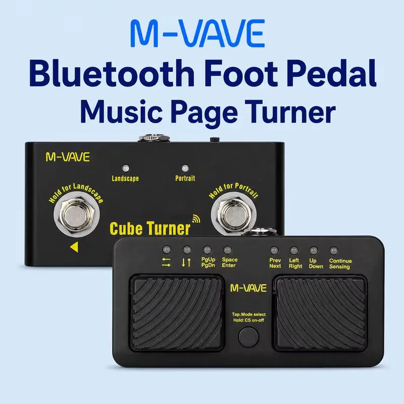 M-Vave Wireless Bluetooth Page Turner Silent Foot Pedal Cube Turner Pro Usb Rechargeable For Ipad Iphone Tablet Smart Phone