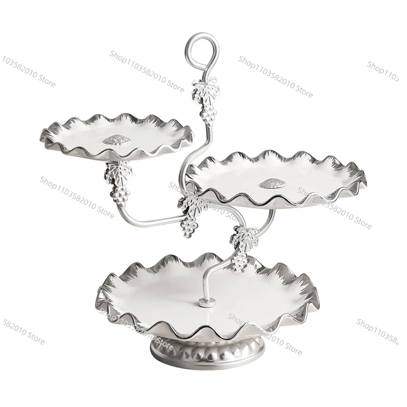 European Light Luxury Multi-Layer Fruit Plate, Front Desk Home Living Room Coffee Table Ornament for Candy Snacks