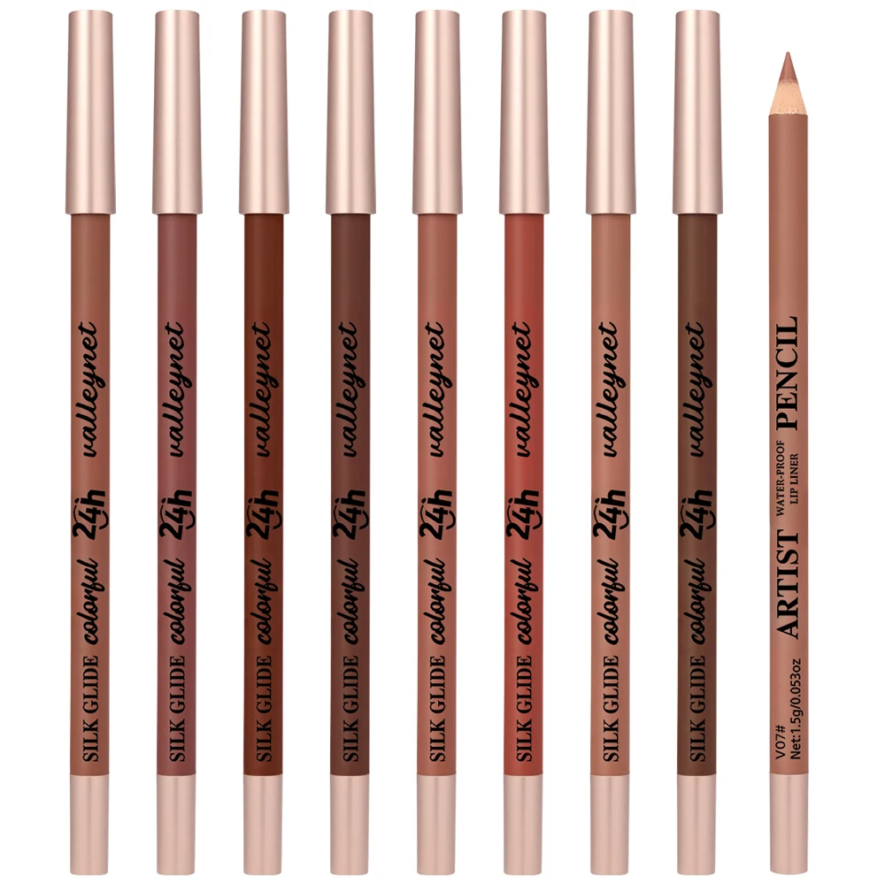 Nude Matte Lip Liner Makeup Set - Long-Lasting Natural Matte Waterproof Effect, Long-Lasting Easy-To-Color Non-Smudge Lip Liner,