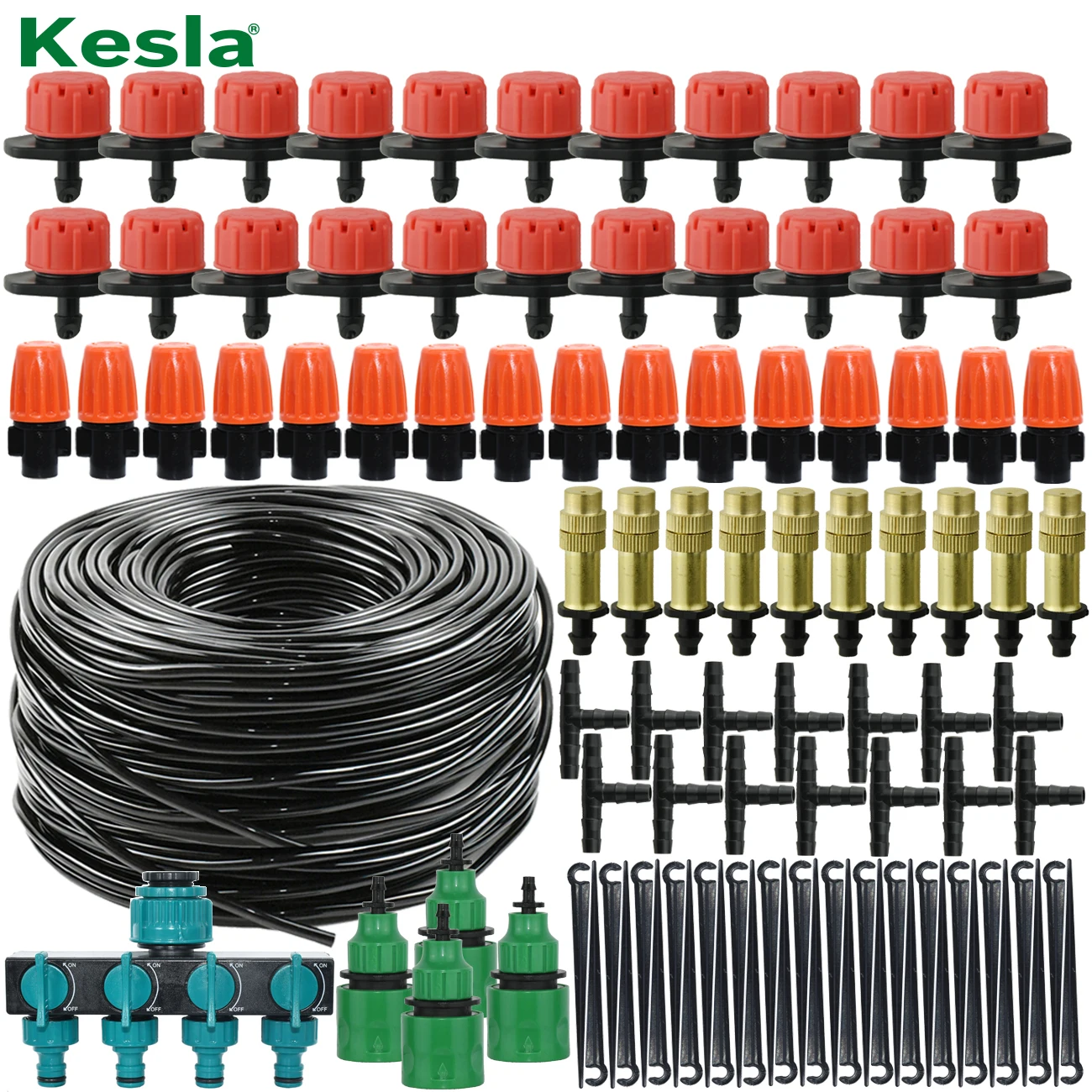 KESLA 5-35m 4/7mm Hose Micro Drip Irrigation Watering Kits System Automatic Adjustable Atomizing 1/4'' Dripper Garden Greenhouse