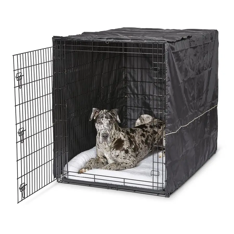 

XXL Dog Crate Cover, Black Polyester Privacy Kennel Cover Fits Most Giant 54Inch Crates, Machine Washable, Reduces Barking amp C