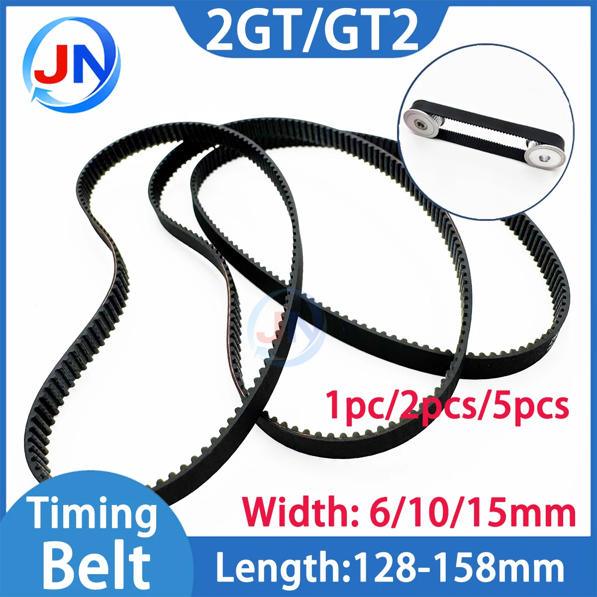 2GT Timing Belt Length 128 130 132 134 136 138 140 142 146 148 150 152 154 156 158mm Width 6 10 15mm GT2 Closed Loop Synchronous