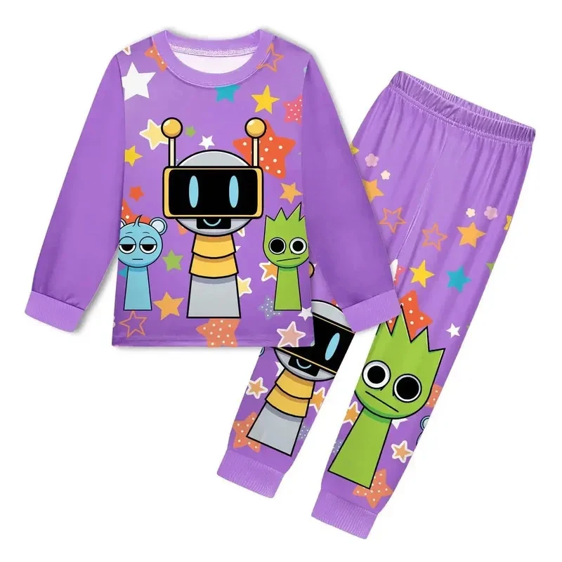 ♥AA Anime Cosplay Sprunki Cartoon Game Children's Clothing Sets Boys Sleepwear Clothes Kids Pajamas Set Baby Girls Cott New 2026 view 4