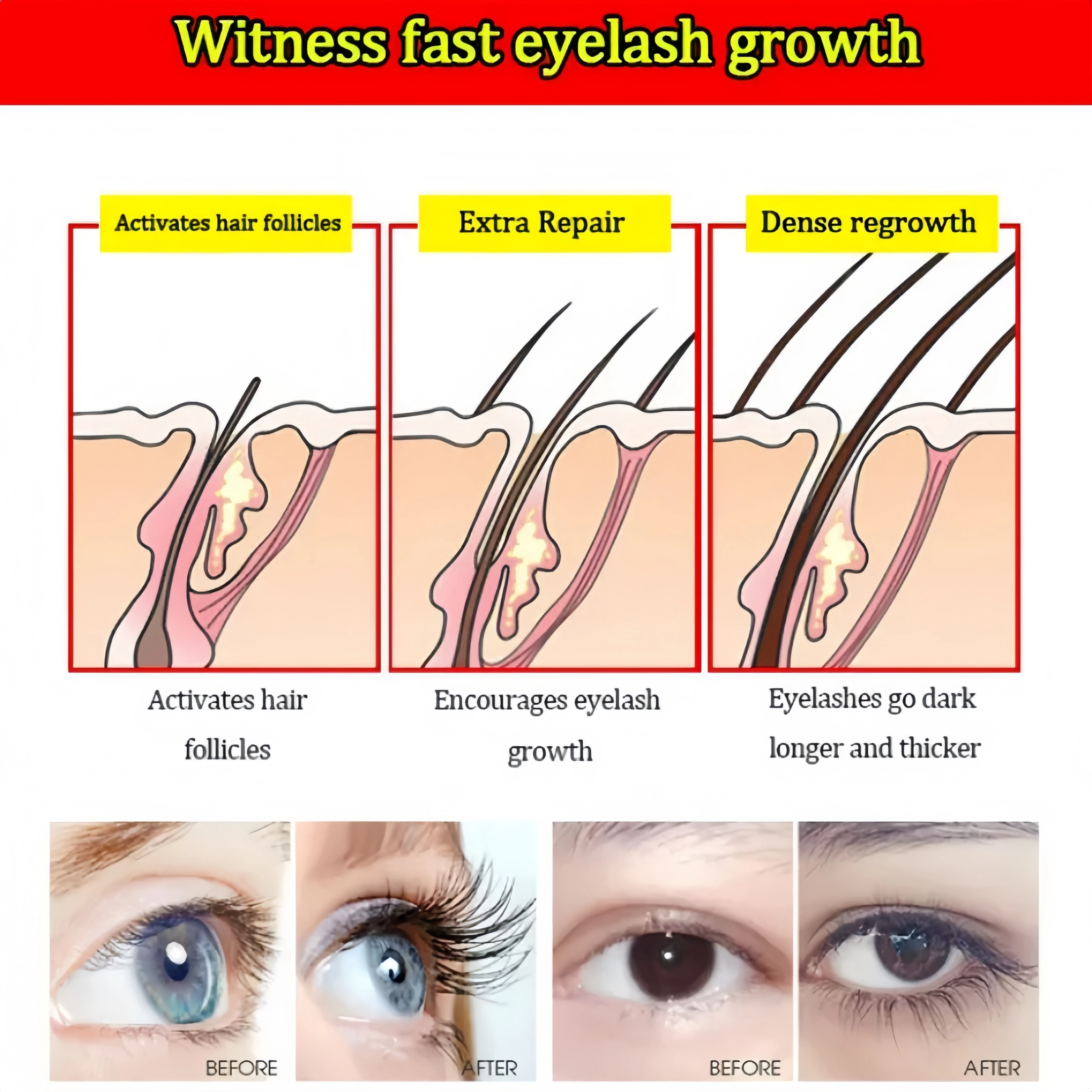 Suero de crecimiento rápido de pestañas, 7 días, crecimiento de cejas, tratamiento de extensión de maquillaje fuerte, productos de cuidado grueso