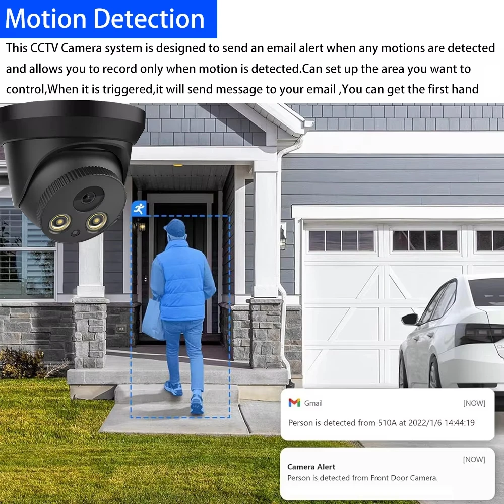 4K 8MP POE Security IP Camera System 10CH P2P Video Surveillance Kit Audio Recording Ai Human Detection Color Night Vision XMeye