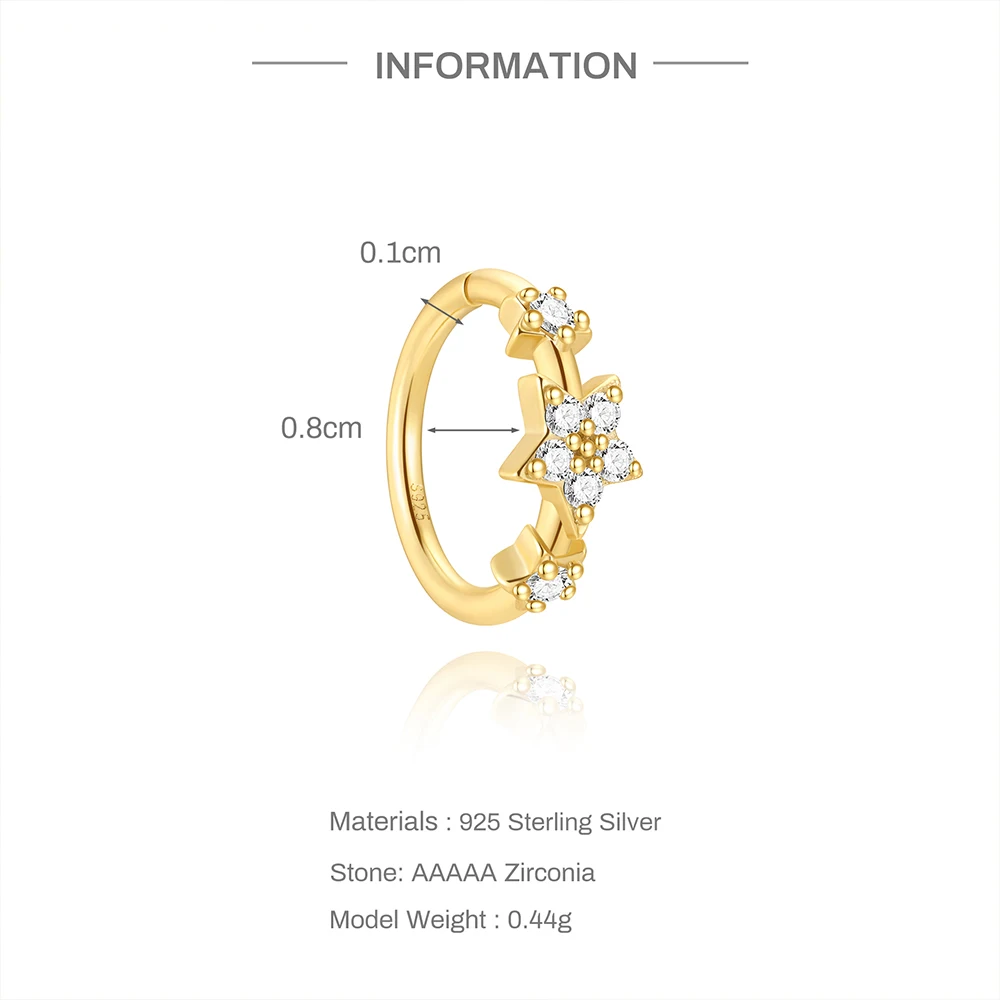 Aide Sterling Silver 925 Pierceing Zircon Nose Ring Simple Round Size Printing Twist Rope Nose Ring Women Jewelry Nose Rings 1pc