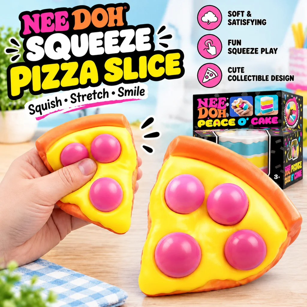 Squishy Stress Relief Toy NeeDoh Peace O Cake Rainbow Pizza Slice Soft Fidget Sensory Desk Vent Gift Pressure Relief