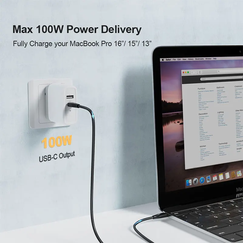 CableCreation 100W cavo USB da tipo C a USB C 5A PD cavo di ricarica rapida per MacBook Pro iPad Samsung Xiaomi POCO 2m 3.3FT